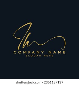 IH Initial letter handwriting and signature logo