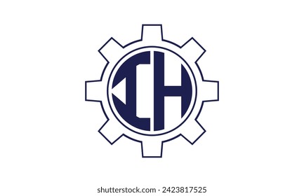 IH letra inicial de la plantilla del vector de diseño del logotipo del círculo mecánico. industrial, ingeniería, servicios, marca de palabras, marca de letras, monograma, construcción, empresa, empresa, empresa, comercial, geométrica