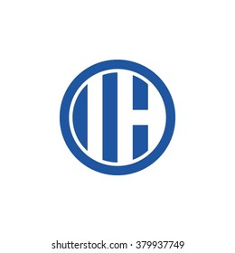 IH initial letters circle business logo blue