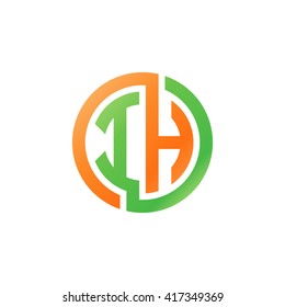 IH initial letters looping linked circle logo orange green