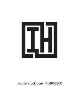 IH initial letters looping linked square monogram logo