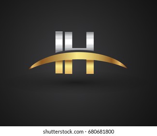 IH initial logo company name colored gold and silver swoosh design. vector logo for business and company identity.
