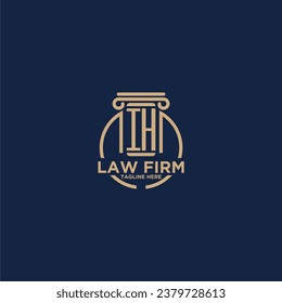 IH initial monogram for law firm with creative circle line