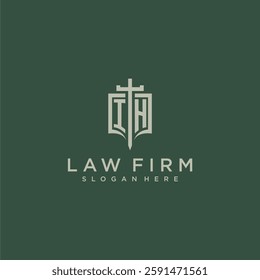 IH initial monogram for law firm with sword and shield logo image