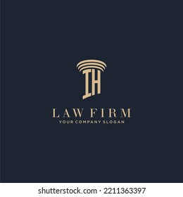 IH logotipo inicial de la firma de abogados monograma con diseño de hitos