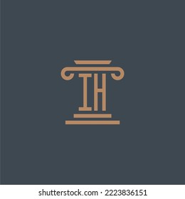 IH initial monogram for lawfirm logo with pillar design