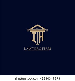 IH logotipo inicial de la firma de abogados monograma con diseño de hitos