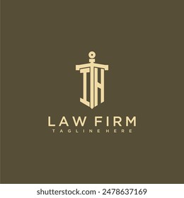 IH initial monogram for lawfirm logo with sword style image