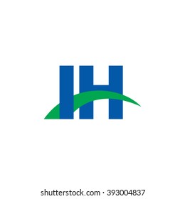 IH initial overlapping swoosh letter logo blue green