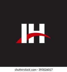 IH initial overlapping swoosh letter logo white red black background