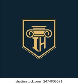 IH Initials Law Firm Logo Lawyer logo with creative law element