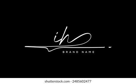 IH letter beauty handwriting vector logo. 
