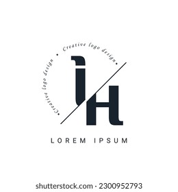 ih Letter Logo Design with a Creative Cut. Creative logo design
