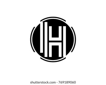 IH letter logo round black