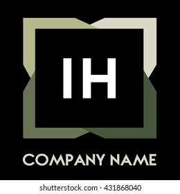 IH letters business logo creative  icon design template elements in abstract background logo, design identity in square with four colors, modern alphabet letters