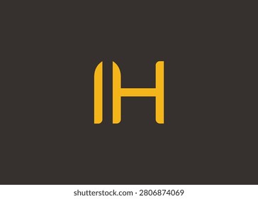 IH Modern Monogram Icon. Clean geometric letterform evokes simplicity, elegance, and contemporary graphic design sensibility.
