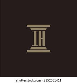 IH monogram initial logo for lawfirm with pillar design