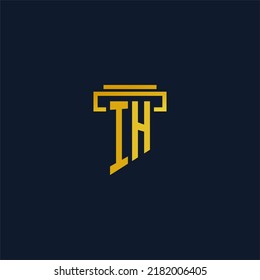 IH monogram initial logo for lawfirm with pillar design