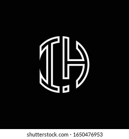 IH monogram logo circle ribbon style outline design template