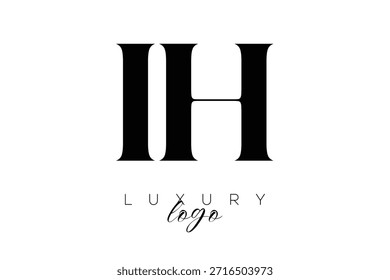 Logotipo de la tipografía del monograma de la letra de IH Serif para la identidad elegante de la marca de Premium