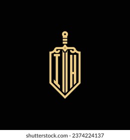IH vintage shield and sword initial logo in high quality professional design that will print well across any print media