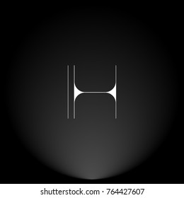 IH White thin minimalist LOGO Design with Highlight on Black Background.