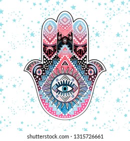 IHamsa print design. Aztec towel, yoga mat. Vector lace Henna tattoo style. Can be used for textile, greeting business card background, phone case print
