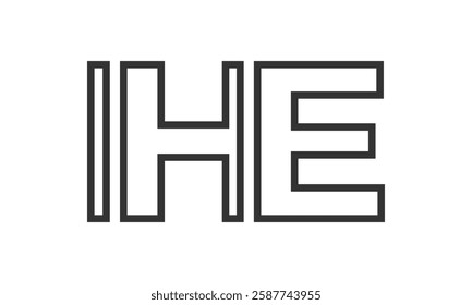 IHE logo design template with strong and modern bold text. Initial based vector logotype featuring simple and minimal typography. Trendy company identity ideal for businesses brand presence.