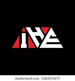 IHE diseño de logotipo de letra triangular con forma triangular. Monograma de diseño del logotipo del triángulo IHE. IHE triangular plantilla de logotipo vectorial con color rojo. Logo triangular IHE Diseño sencillo, elegante y lujoso.