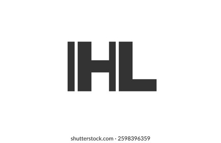 IHL logo design template with strong and modern bold text. Initial based vector logotype featuring simple and minimal typography. Trendy company identity ideal for businesses brand presence.