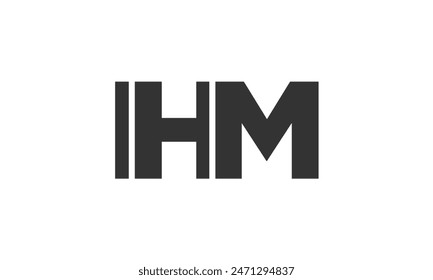 IHM logo design template with strong and modern bold text. Initial based vector logotype featuring simple and minimal typography. Trendy company identity ideal for businesses brand presence.