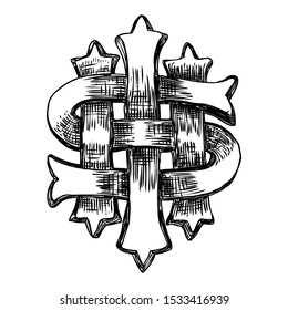 IHS Ancient medieval Christogram. Christian monogram of Jesus Christ, The Savior. Vector.