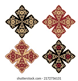 IHS GOLD EMBROIDERY FOR LITURGICAL CLOTHES AND SACRED CEREMONIES. SACRED CATHOLIC SYMBOLS IN ANCIENT STYLE WITH GOLDEN DECORATIONS