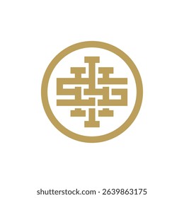 IHS logo design in luxurious gold color with white background.	