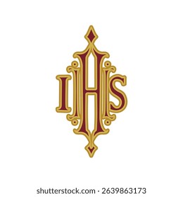 IHS Monogram Gold Gothic Calligraphy Ornament 3