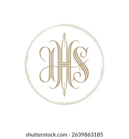 IHS Monogram Gold Gothic Calligraphy Ornament 4.