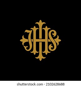 Logo de monograma IHS, símbolo del vector de diseño del dios jesus christ.