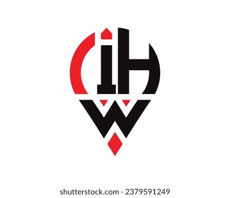 Diseño del logotipo de la forma de ubicación de la letra IHW. Diseño sencillo del logotipo de ubicación de la carta IHW.