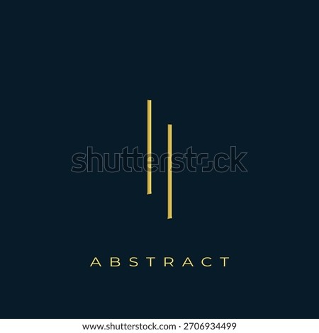 II Abstract Golden Logo Design. Abstract Golden Symbol Composition on a Dark Navy Blue Background