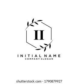 II Beauty vector initial logo, handwriting logo of initial signature, wedding. jewelry or fashion boutique, floral botanical with creative template for any company or business.