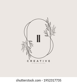 II Beauty vector initial logo art, handwriting logo of initial signature, wedding, fashion, jewerly, boutique, floral and botanical with creative template for any company or business.