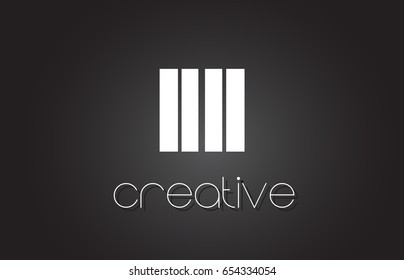 II I I Creative Letter Logo Design With White and Black Lines.