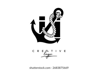 II Creative Monogram Latte Logo mit Anker und Seildesign