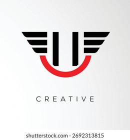 Logo de la letra de las alas creativas II con el escudo moderno - símbolo potente del negocio y de la marca	
