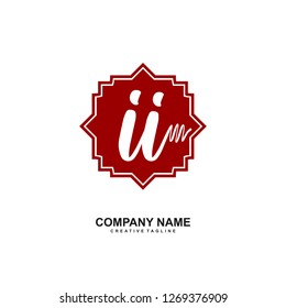 II Initial Handwriting Logo Template Vector