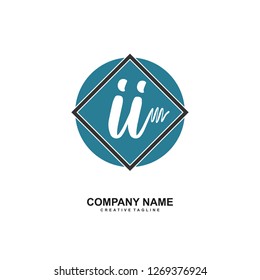 II Initial Handwriting Logo Template Vector