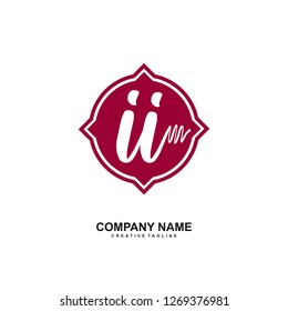 II Initial Handwriting Logo Template Vector