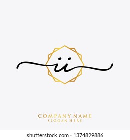 II Initial handwriting logo template