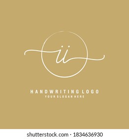II Initial handwriting logo template vector