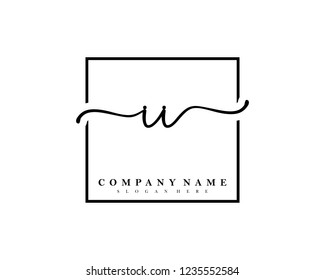 II Initial handwriting square minimalist logo vector